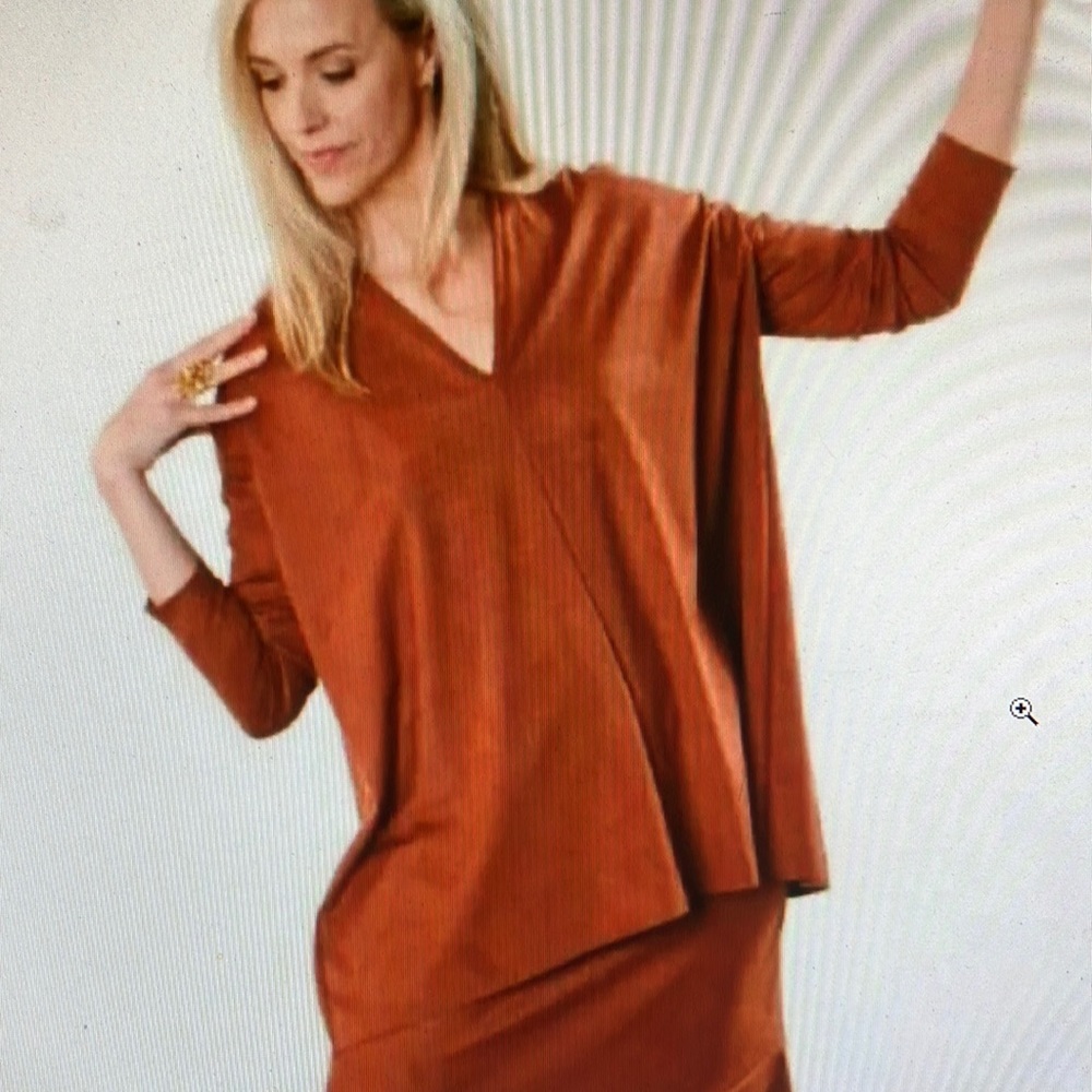 Bryn WALKER Baxter faux suede dolman sleeve top tunic boxy swingy, A-shape